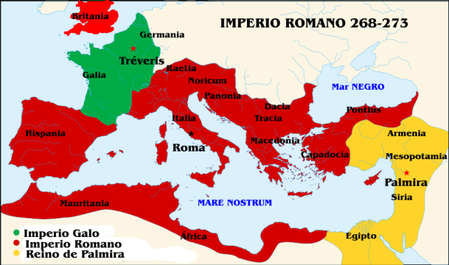 Imperio Romano (268-273) en época de Claudio II y Aureliano.