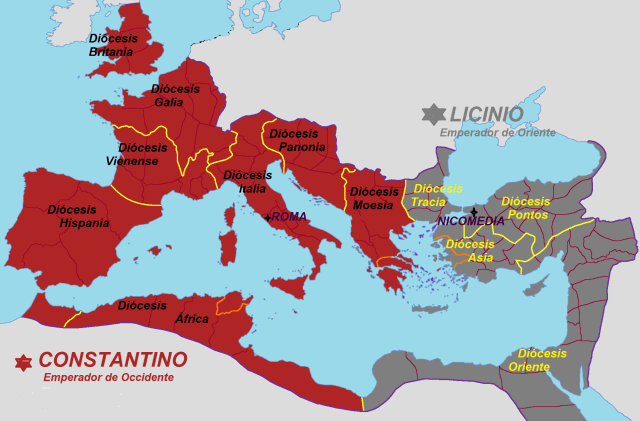 Constantino y Licinio. Imperio Romano, 316-324
