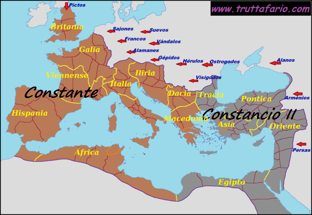 Imperio Romano, 340-350. Constante y Constancio II