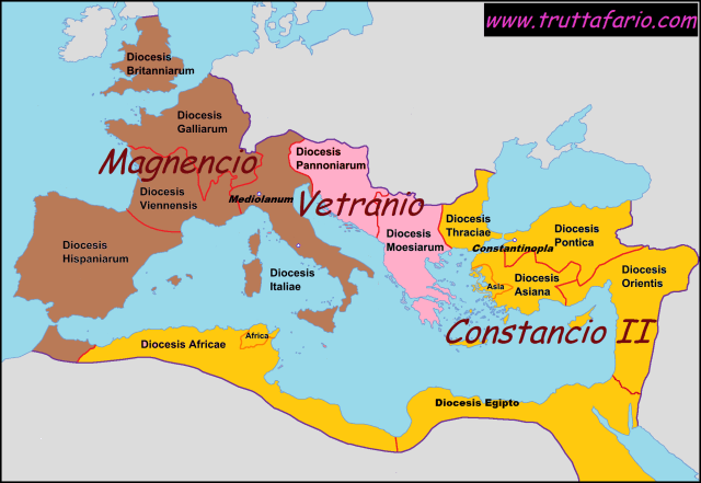 Imperio Romano, 350-353. Magnencio y Constancio II.